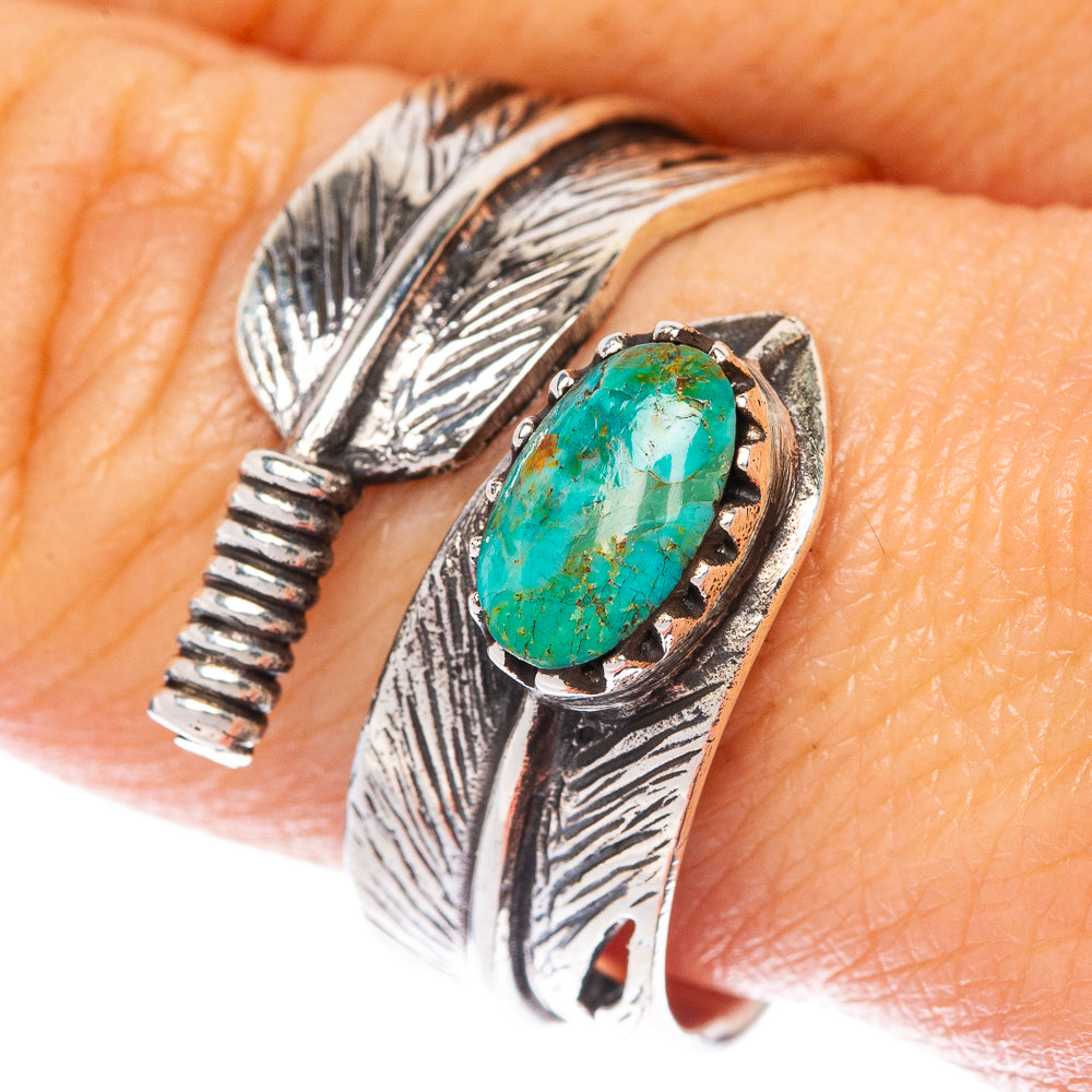 Rare Arizona Turquoise Feather Ring Size 9 (925 Sterling Silver) R1444