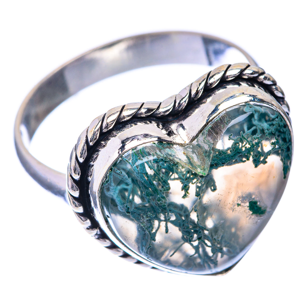 Green Moss Agate Ring Size 9.5 (925 Sterling Silver) R141511