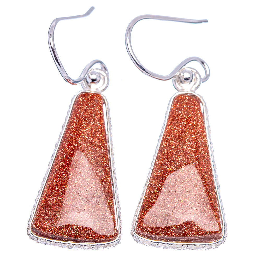 Goldstone Earrings 1 3/8" (.925 Sterling Silver)