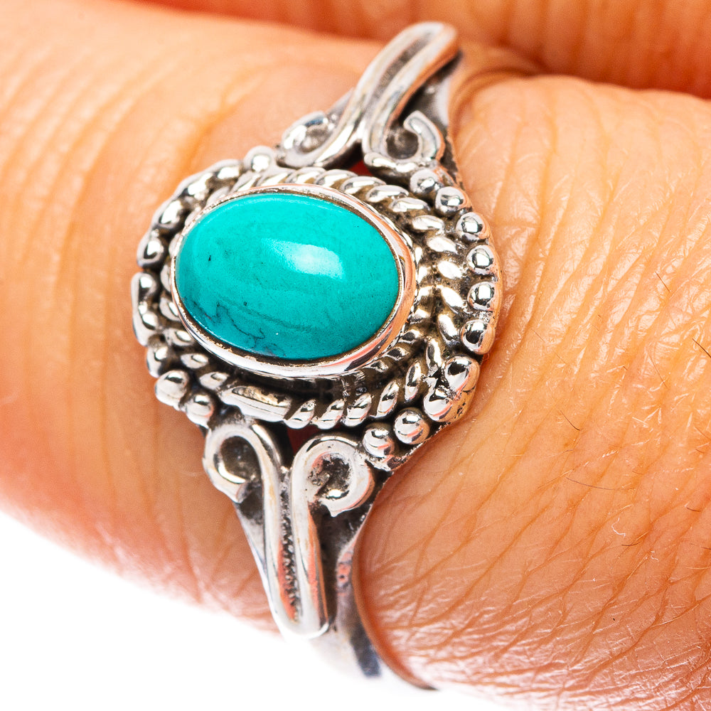 Tibetan Turquoise Dainty Ring Size 7.75 (925 Sterling Silver) R5942
