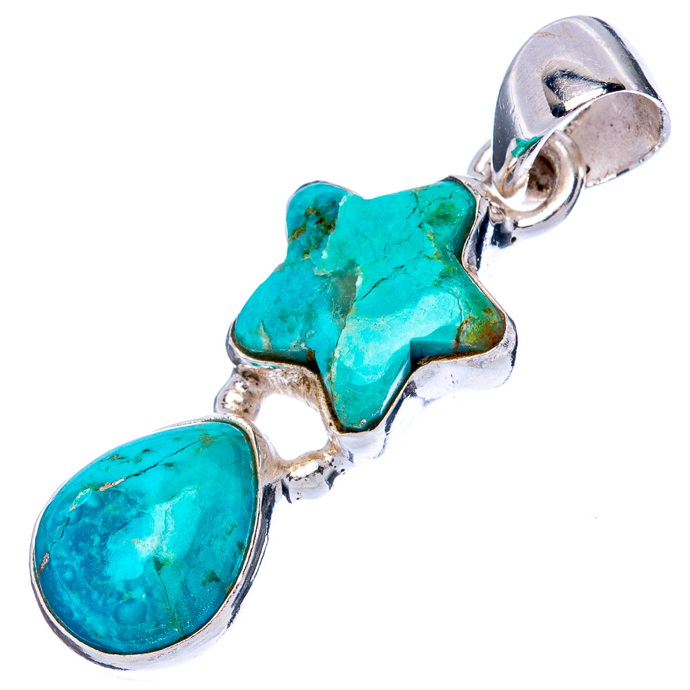 Kingman Turquoise Star Pendant 1 1/4" (925 Sterling Silver) P42782