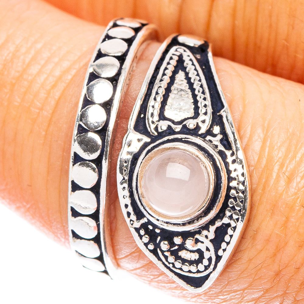 Rose Quartz Dainty Ring Size 7 Adjustable (925 Sterling Silver) R5227