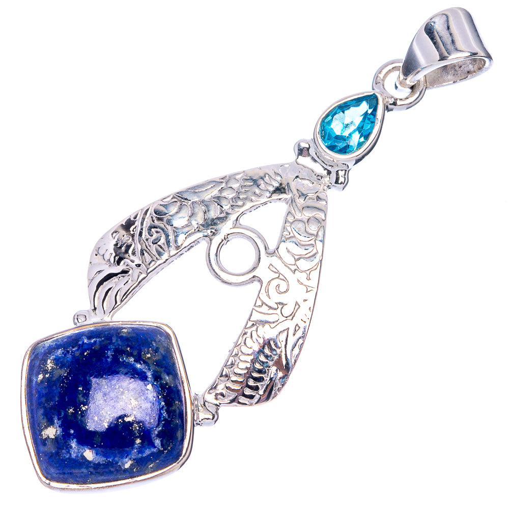 Premium Sodalite, Blue Topaz Pendant 1 7/8" (925 Sterling Silver) P41156