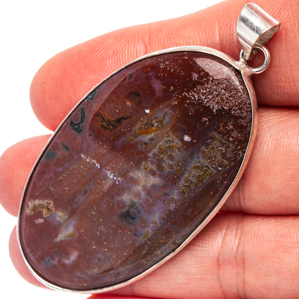 Red Jasper Pendant 2 3/8" (Silver Plated)