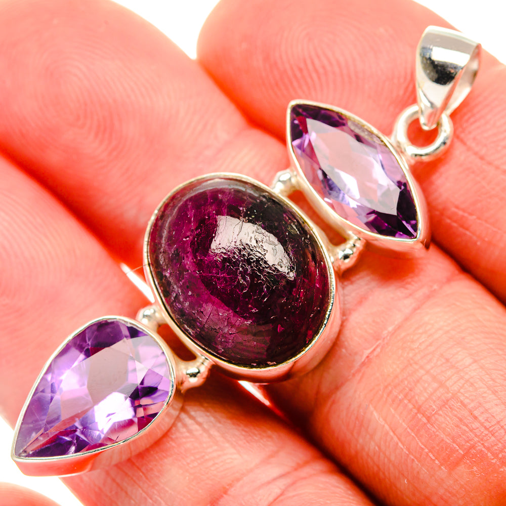 Russian Eudialyte, Amethyst Pendant 2" (925 Sterling Silver) PD38097