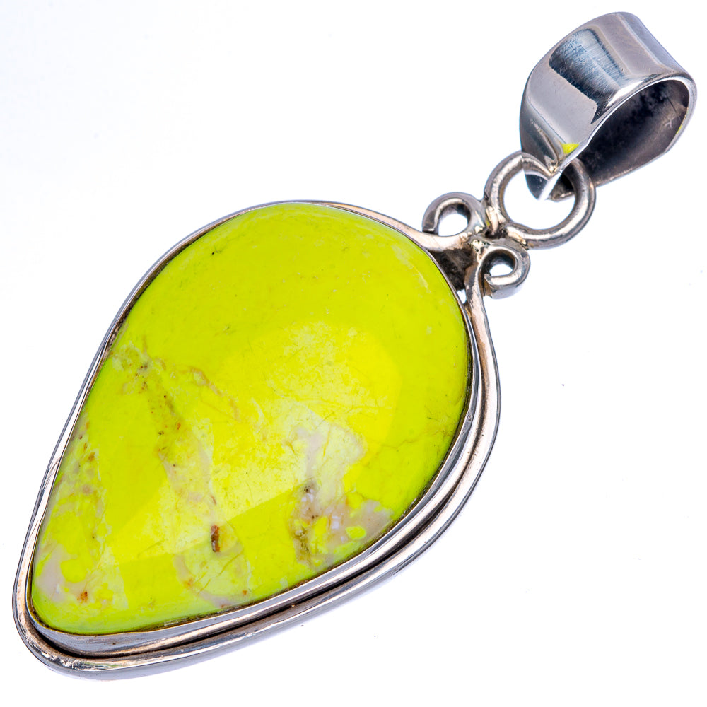 Lemon Chrysoprase Pendant 2 1/8" (925 Sterling Silver) P40067
