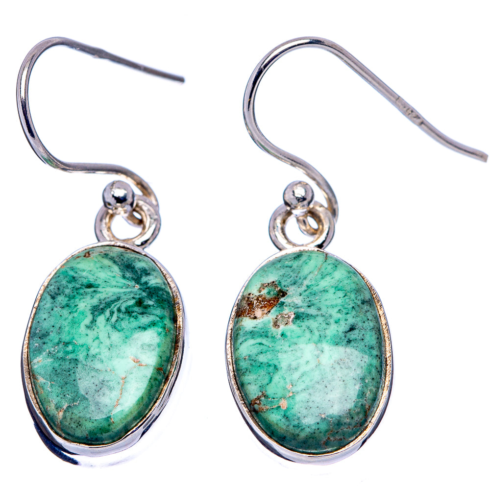 Variscite Earrings 1 1/4" (.925 Sterling Silver)