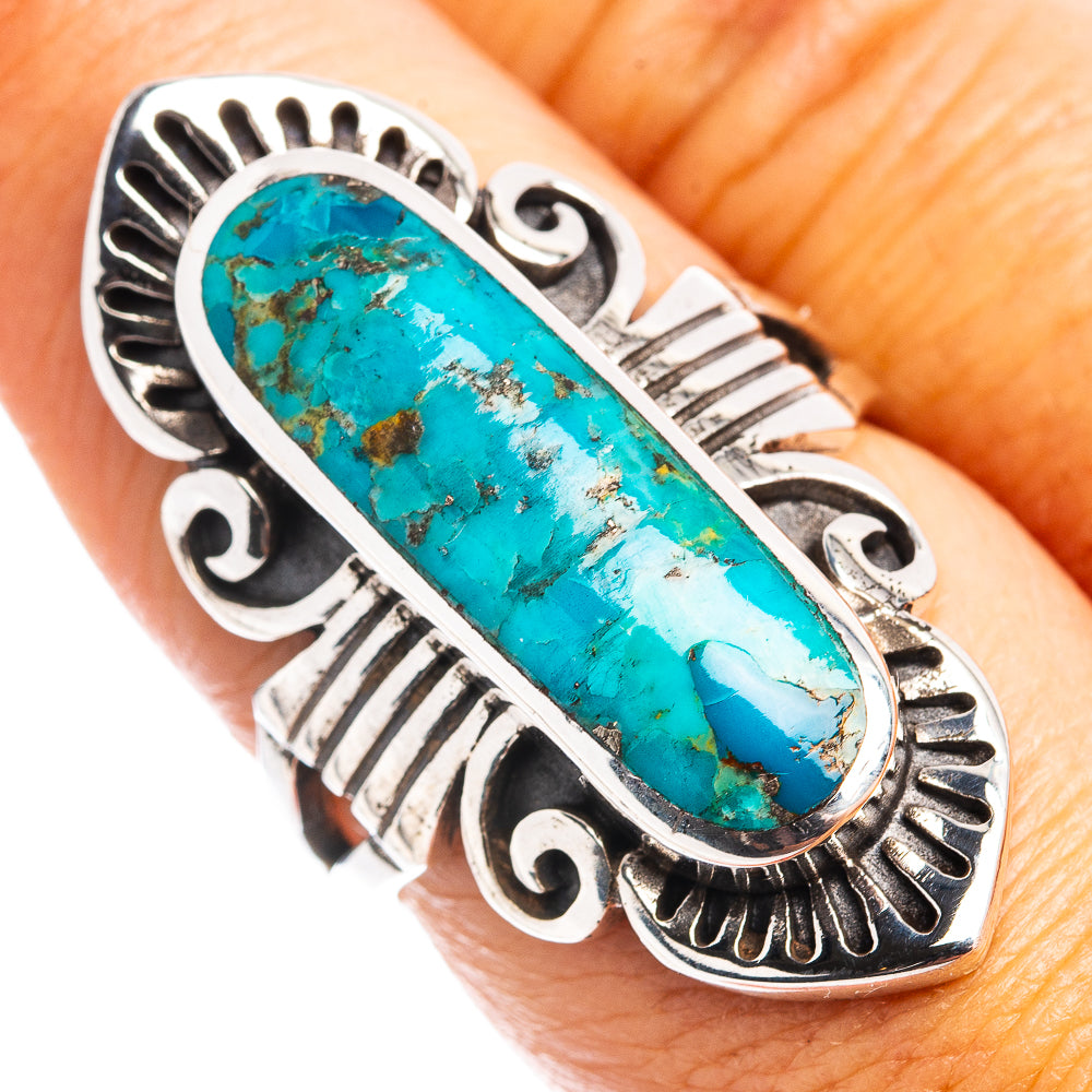 Native Style Mohave Turquoise Ring Size 7.5 (.925 Sterling Silver)