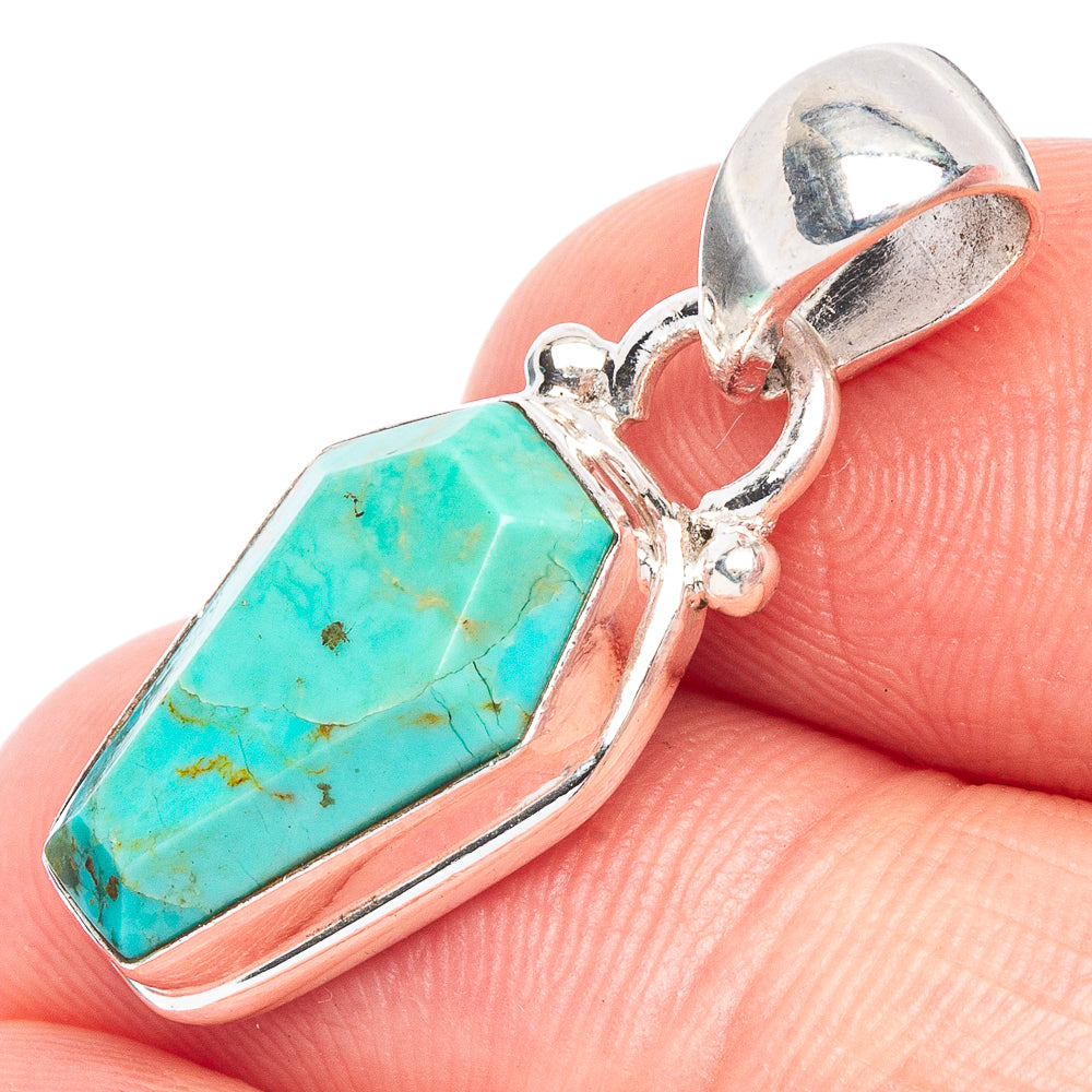 Rare Kingman Turquoise Pendant 1 1/8" (925 Sterling Silver) P44873