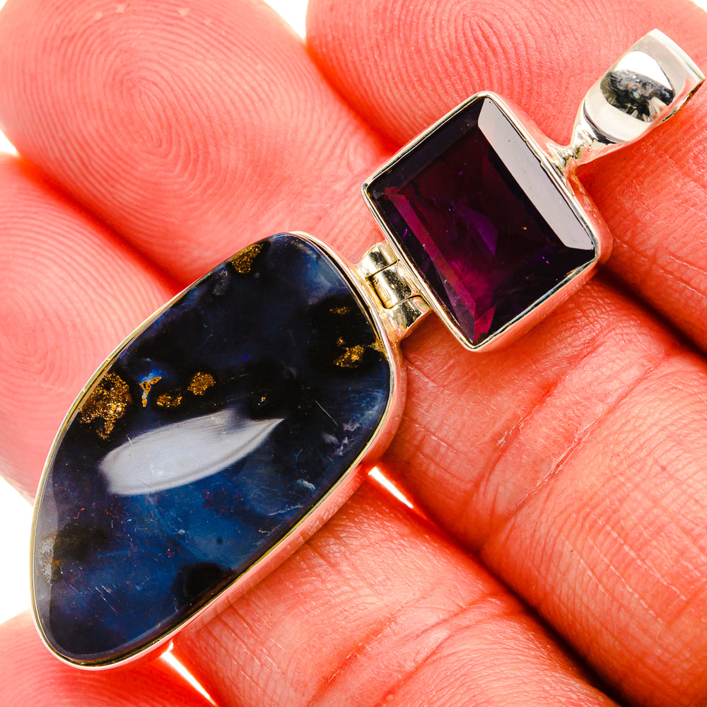 Boulder Opal, Amethyst Pendant 2" (925 Sterling Silver) PD37917