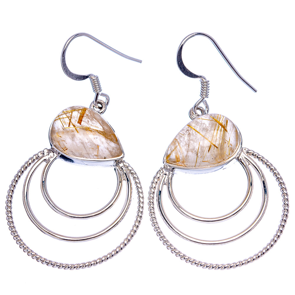 Premium Rutilated Quartz Earrings 1 7/8" (.925 Sterling Silver)