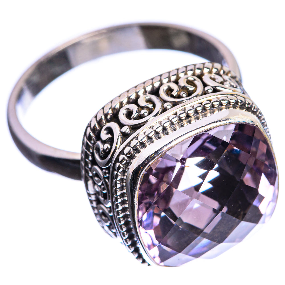 Faceted Pink Amethyst 925 Sterling Silver Ring Size 10