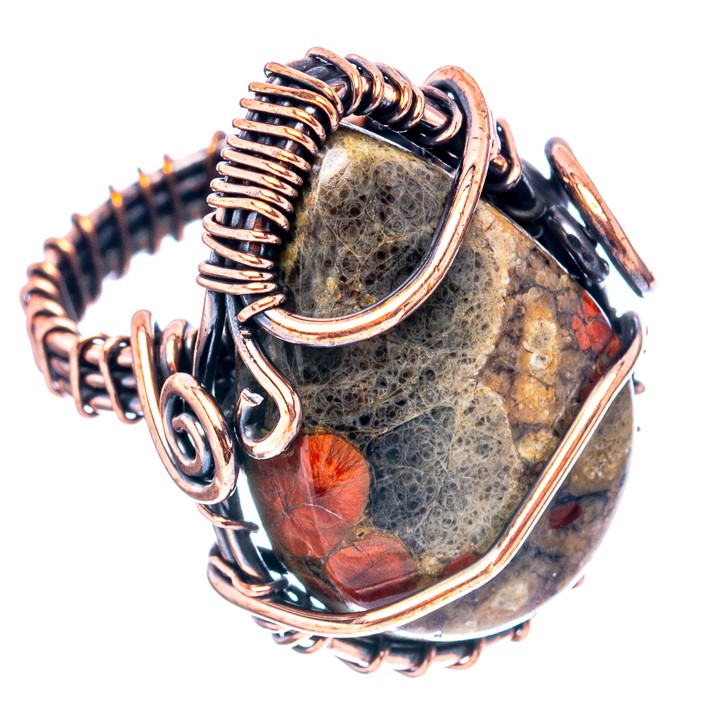 Peanut Obsidian Wire Wrap Ring Size 6 (Oxidized Copper)