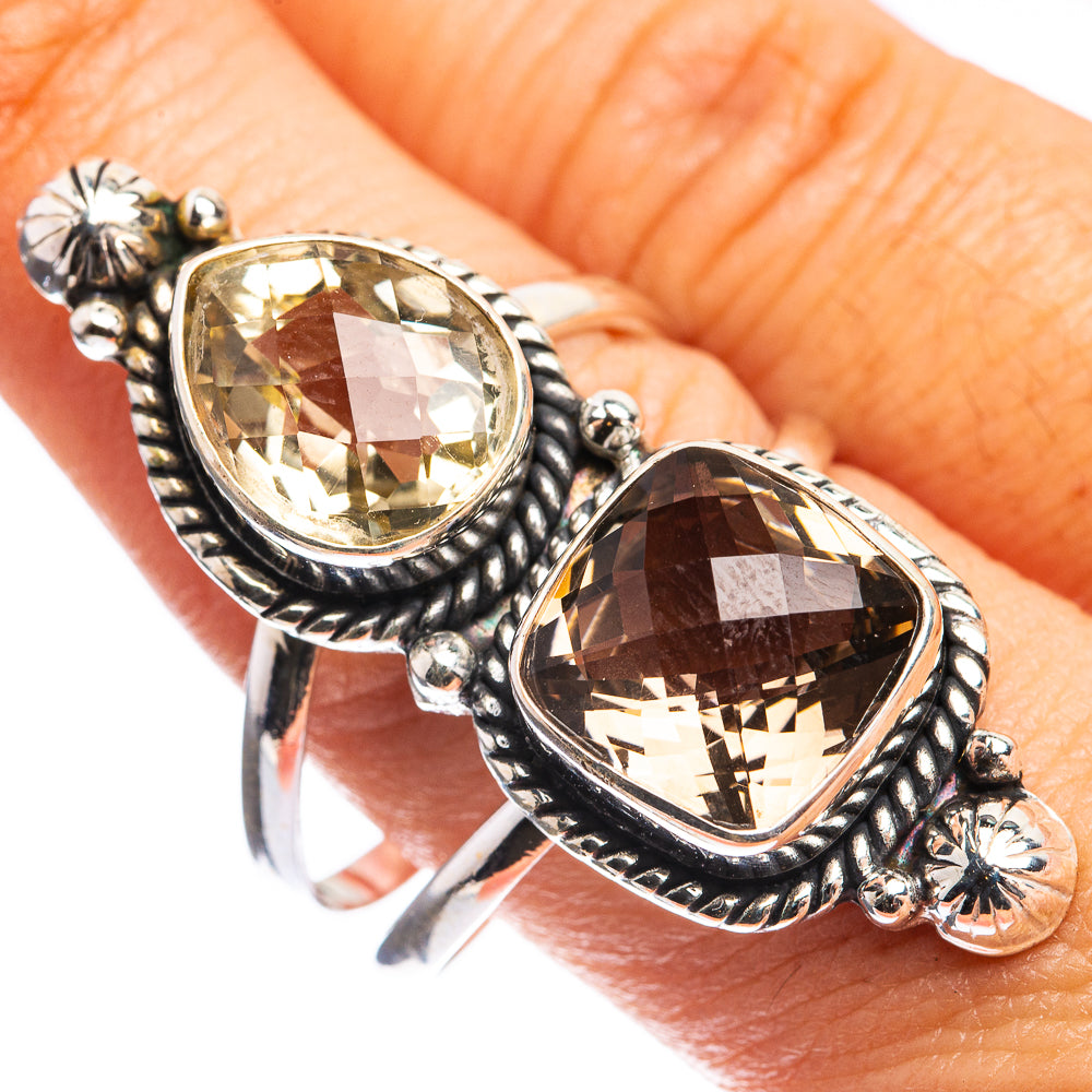 Large Smoky Quartz, Citrine Ring Size 11.25 (925 Sterling Silver) R143221