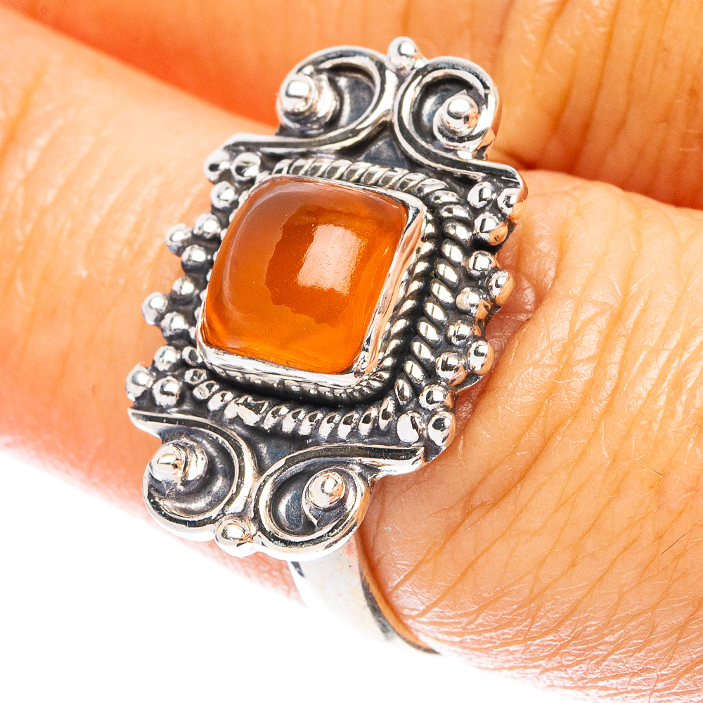 Carnelian Dainty Ring Size 6.75 (925 Sterling Silver) R5206