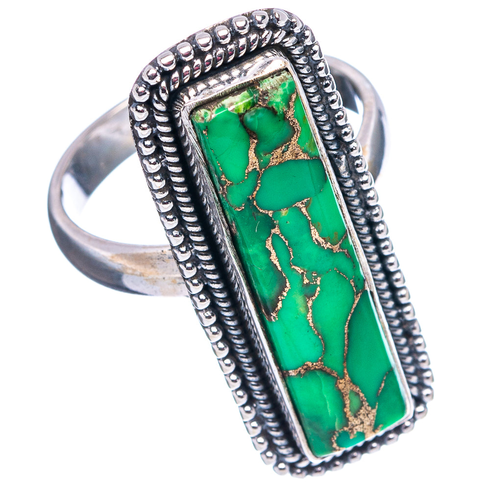 Green Copper Turquoise Ring Size 7.25 (.925 Sterling Silver)