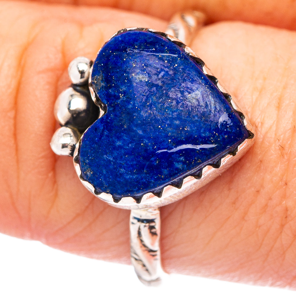 Lapis Lazuli Heart Ring Size 8.5 (.925 Sterling Silver)
