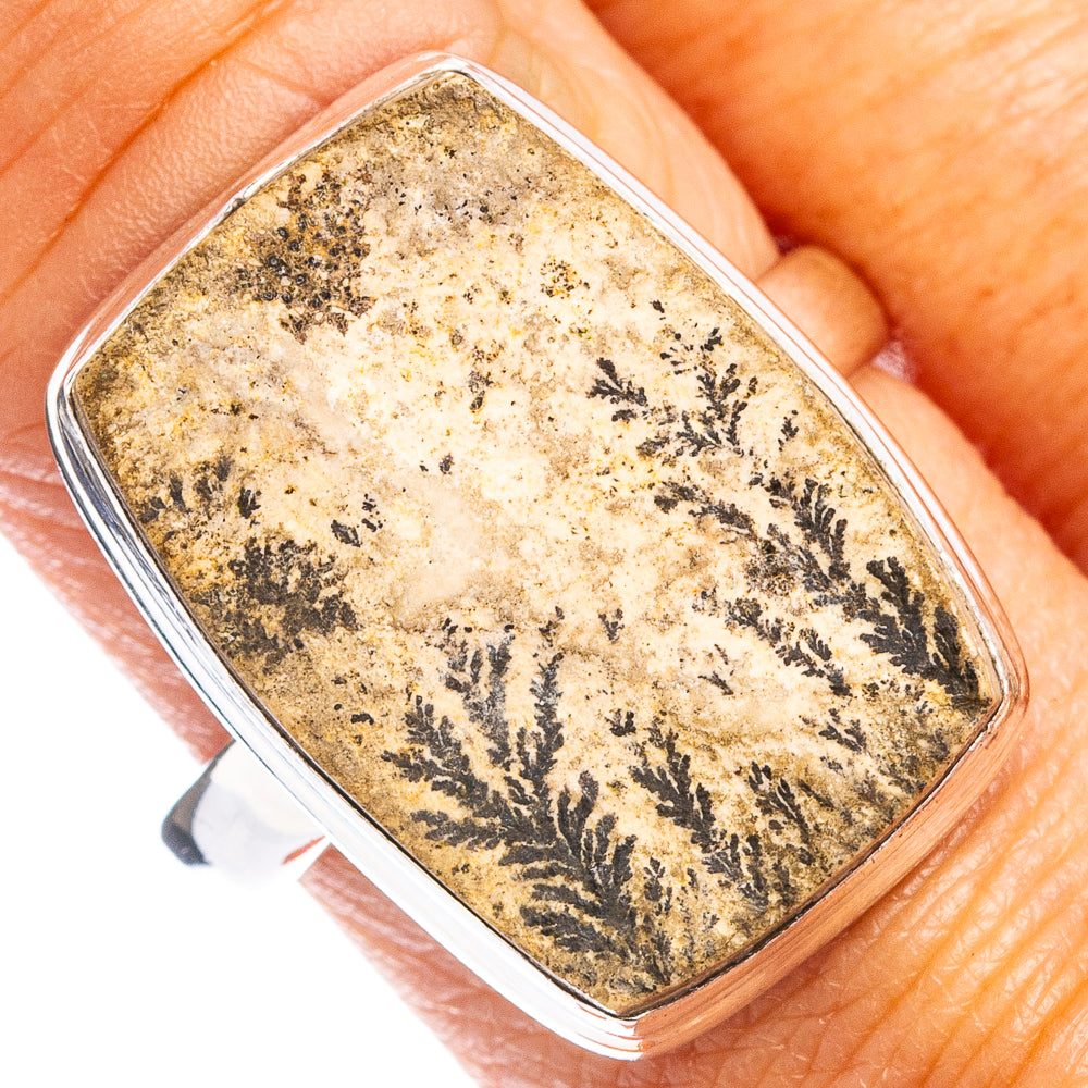 Germany Psilomelane Dendrite Ring Size 9.25 (.925 Sterling Silver)