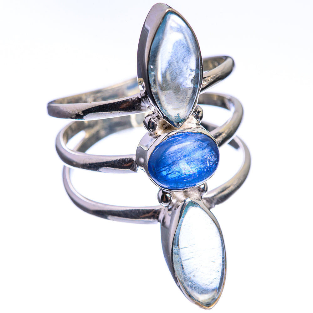 Kyanite, Rainbow Moonstone 925 Sterling Silver Ring Size 8.25