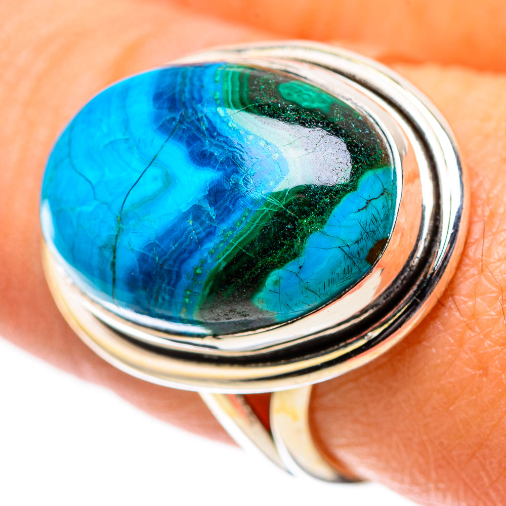 Malachite In Chrysocolla Ring Size 8 (925 Sterling Silver) RING138789