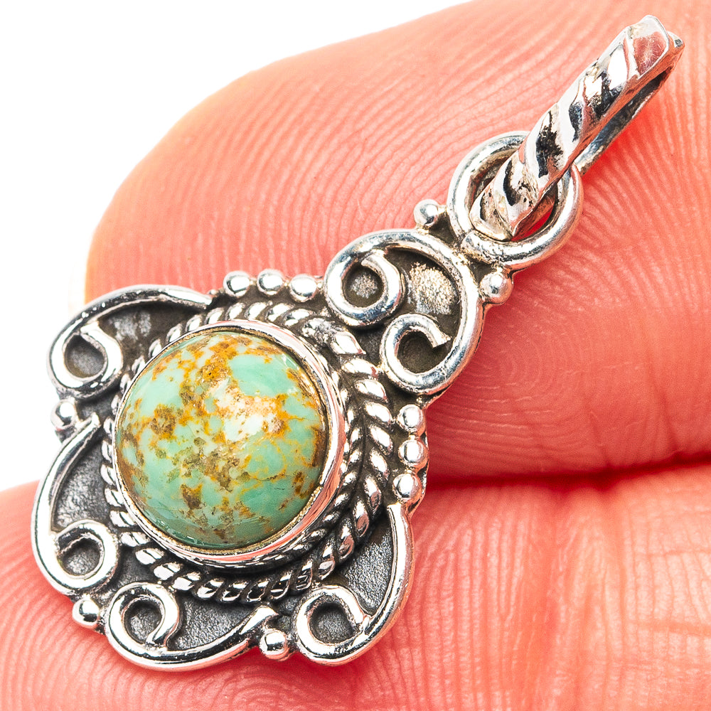Variscite Dainty Pendant 1 1/8" (.925 Sterling Silver)