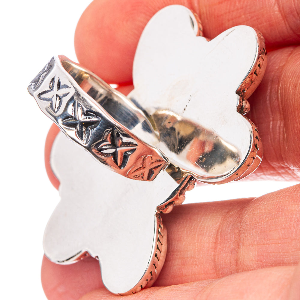 Rare Golden Hills Turquoise Native Style Ring Size 8 Adjustable (.925 Sterling Silver)