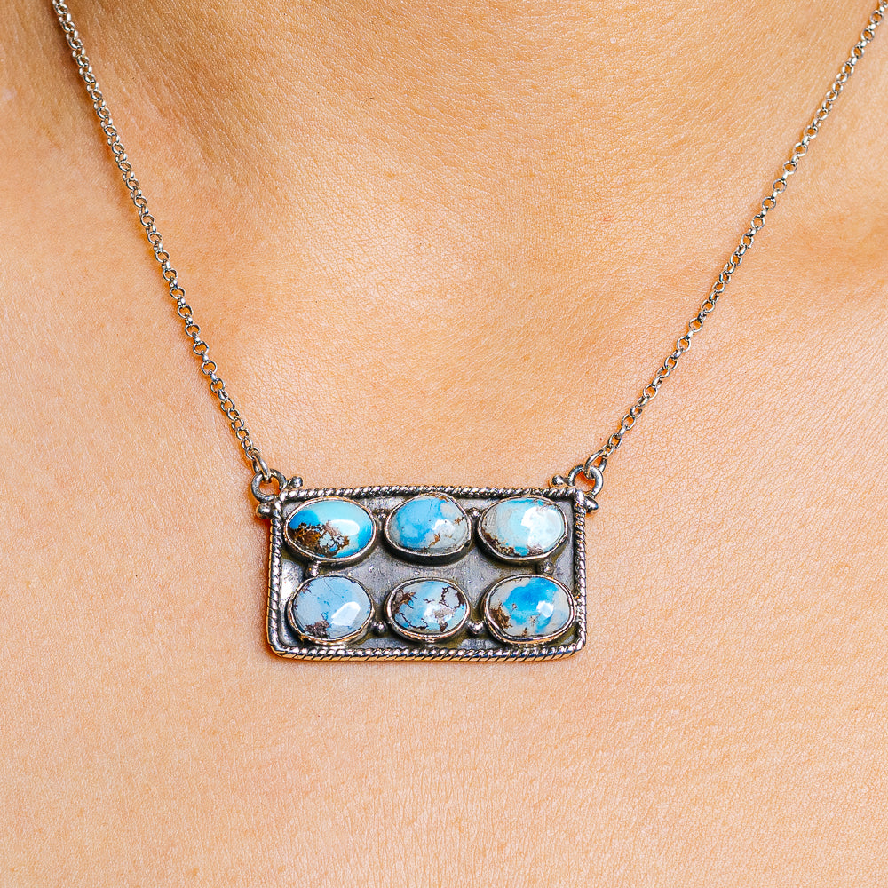 Golden Hills Turquoise Necklace 16 to 18" (.925 Sterling Silver)