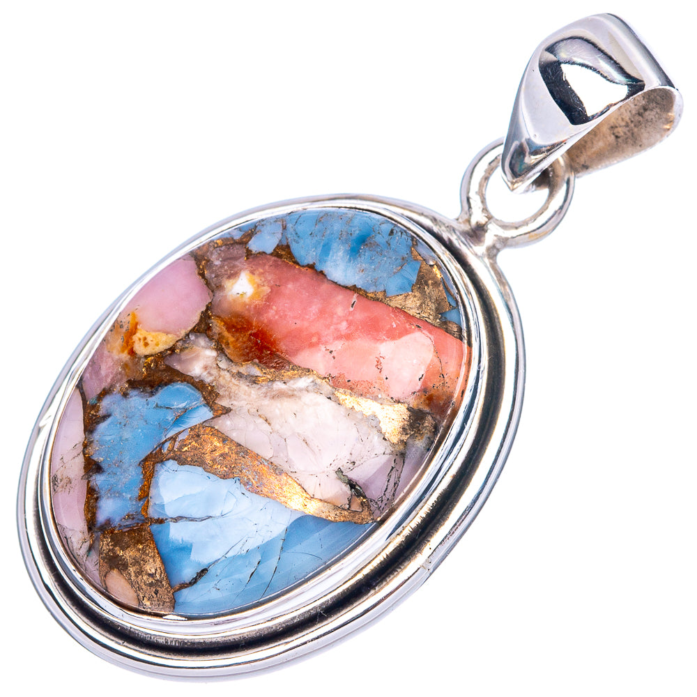 Pink Opal In Kyanite Pendant 1 1/2" (925 Sterling Silver) P42437