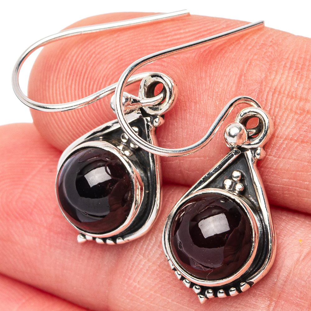 Garnet Earrings 1 1/4" (925 Sterling Silver) E3083