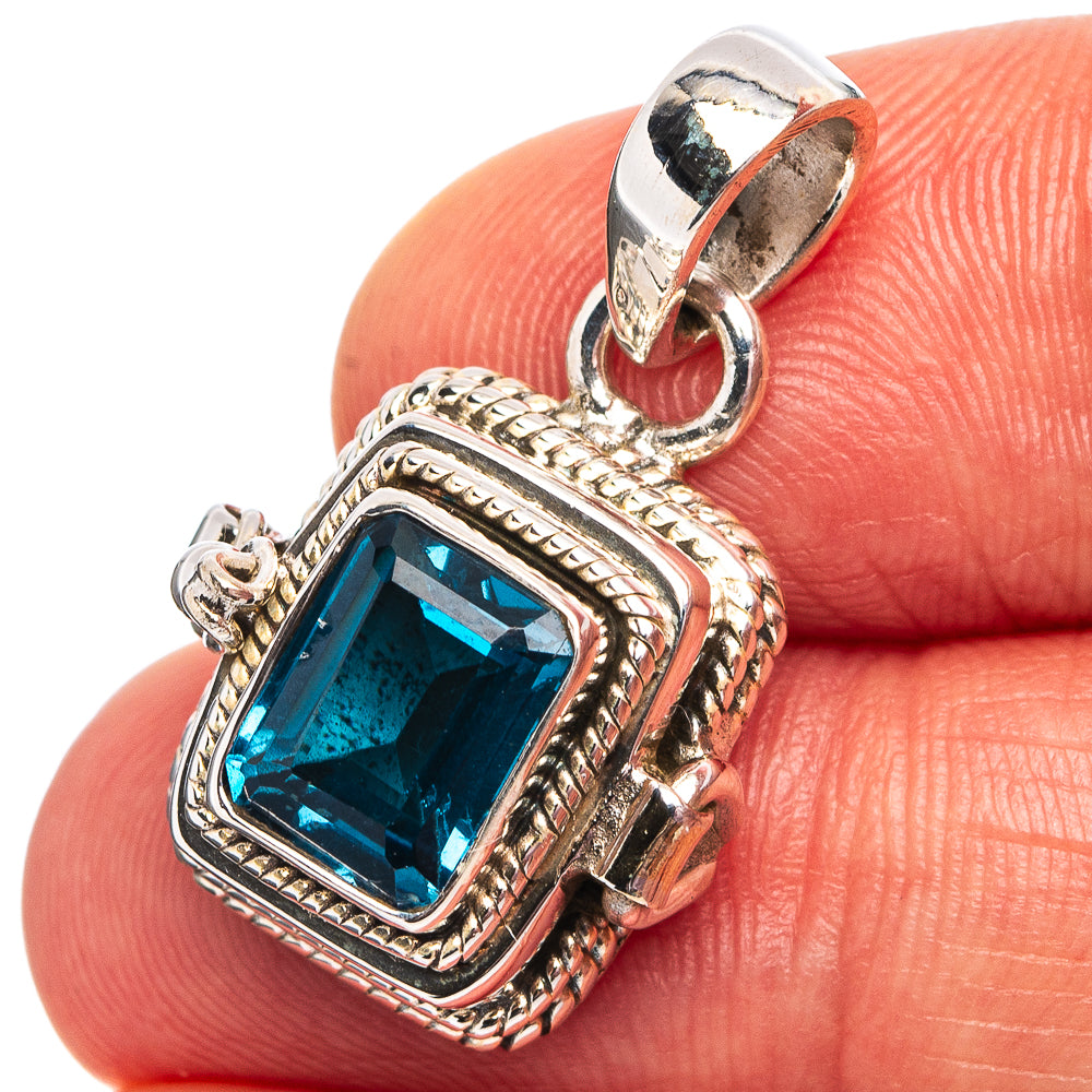 Premium Blue Topaz Poison Pendant 1 1/8" (.925 Sterling Silver)