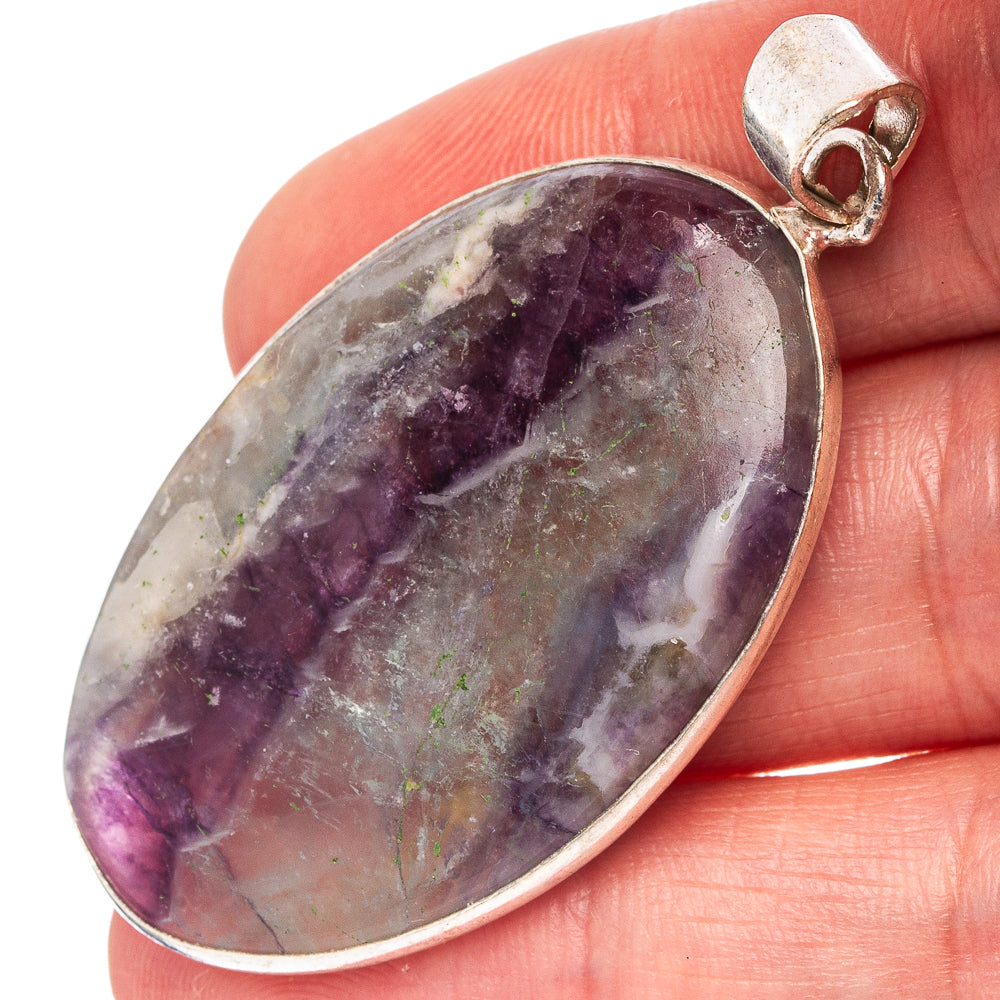 Fluorite Pendant 2 1/8" (Silver Plated)