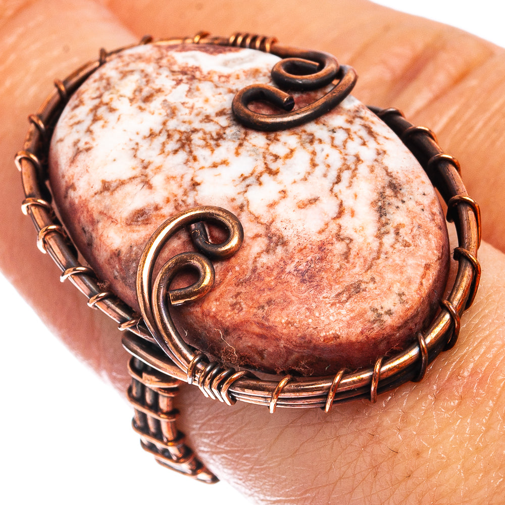 Rosetta Jasper Wire Wrap Ring Size 7.25 (Oxidized Copper)
