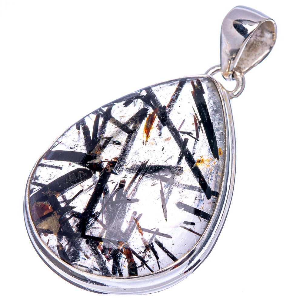 Tourmalated Quartz Pendant 1 5/8" (.925 Sterling Silver)