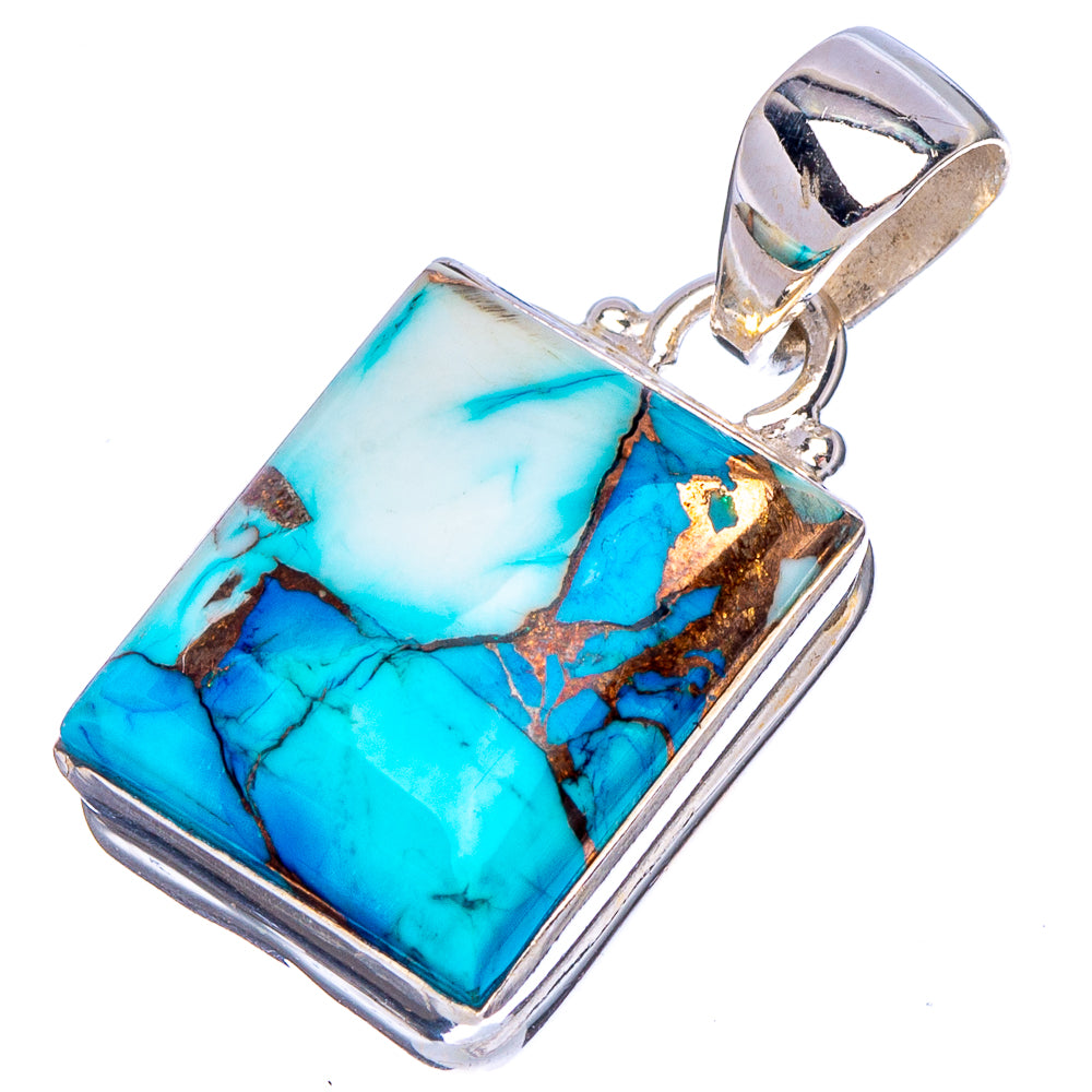 Ice Blue Dahlia Mohave Turquoise Pendant 1 1/8" (.925 Sterling Silver)