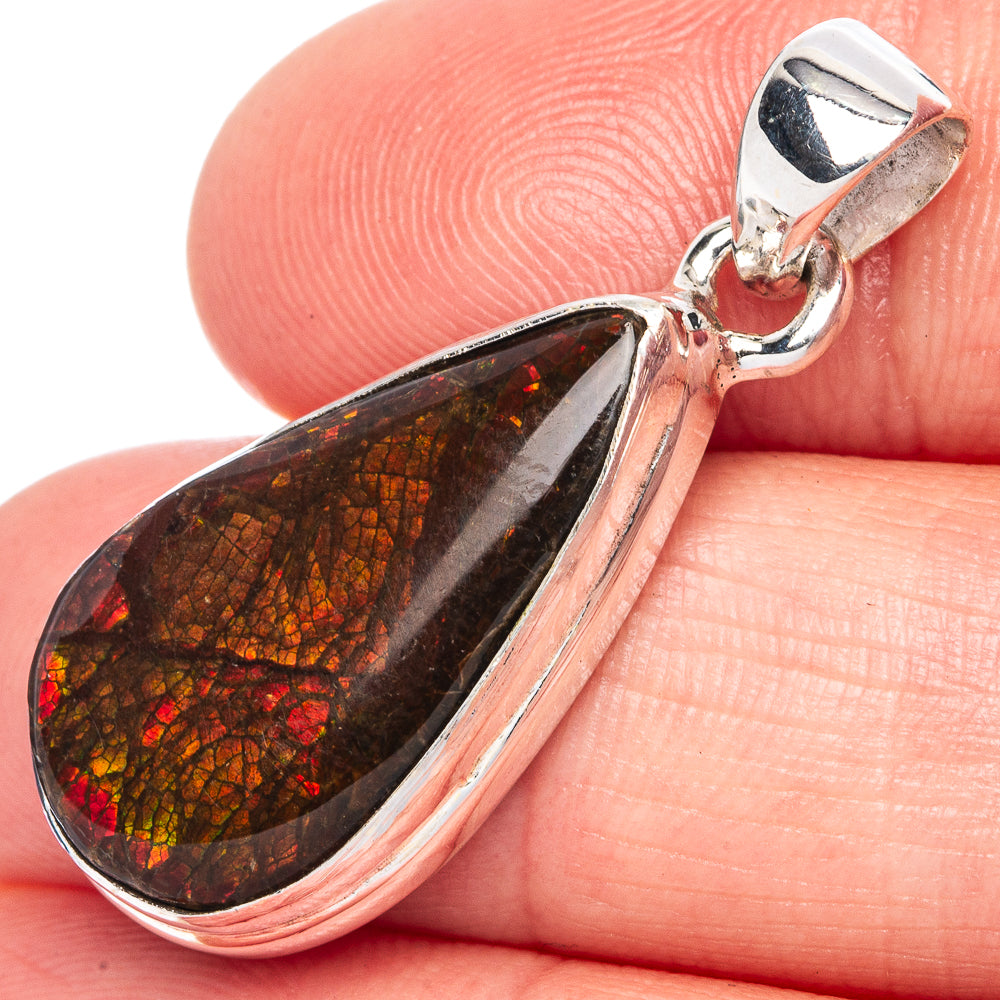 Rare Ammolite Pendant 1 3/8" (925 Sterling Silver) P41764