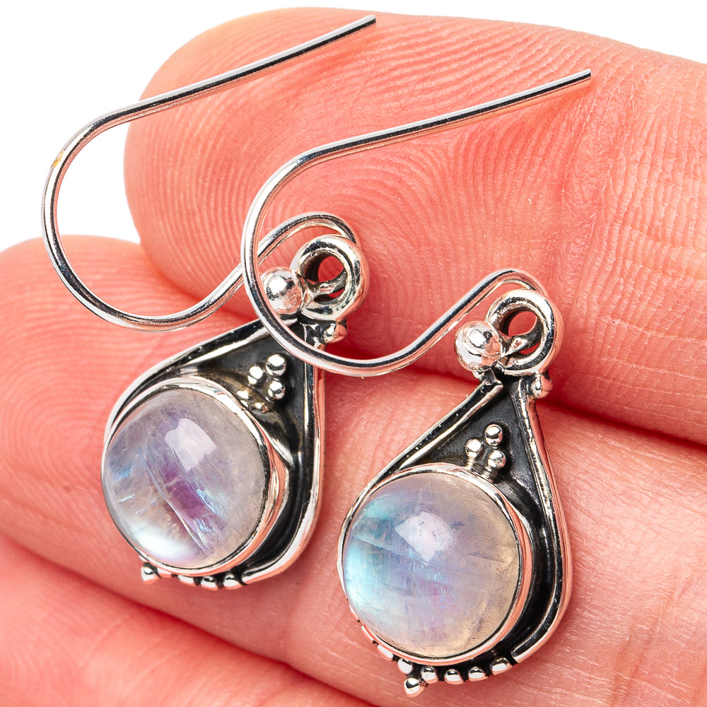 Rainbow Moonstone Earrings 1 1/4" (925 Sterling Silver) E3099