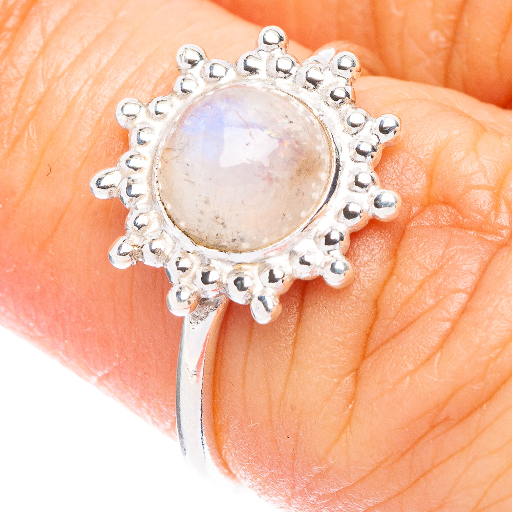 Rainbow Moonstone Dainty Ring Size 5.5 (925 Sterling Silver) R146798