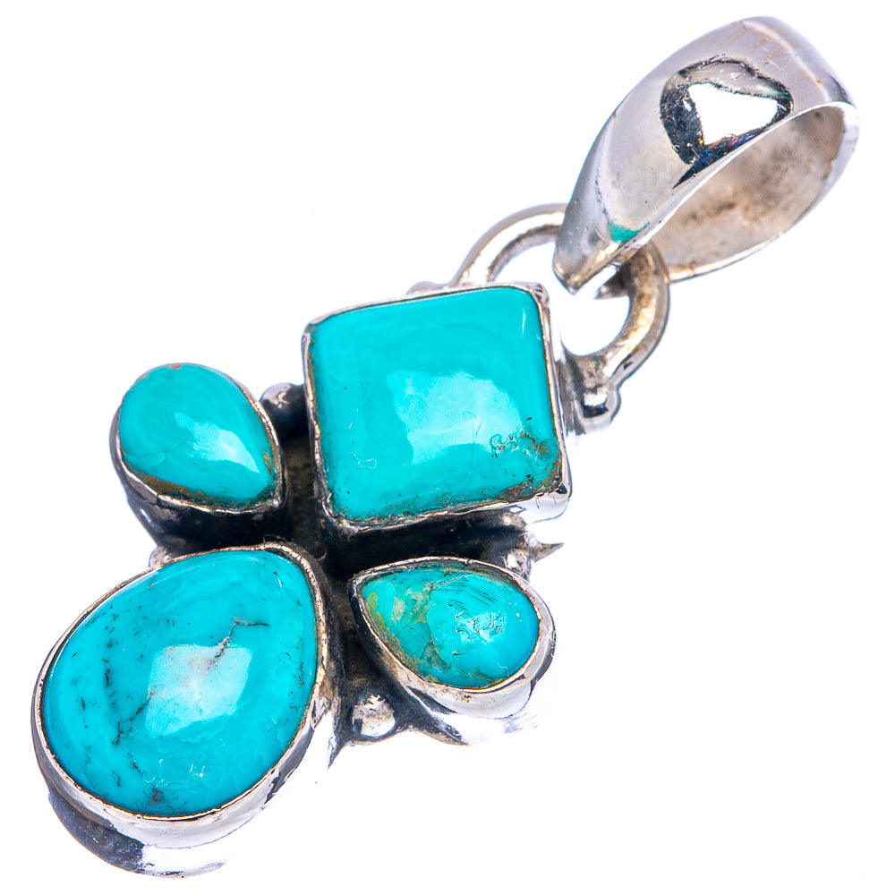 Rare Kingman Turquoise Pendant 1 3/8" (.925 Sterling Silver)