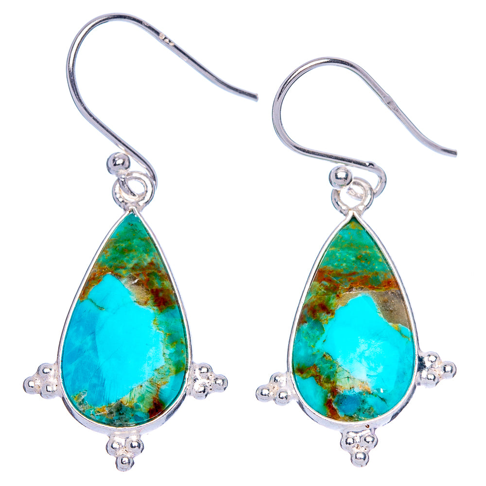 Rare Arizona Turquoise Earrings 1 3/8" (925 Sterling Silver) E1877
