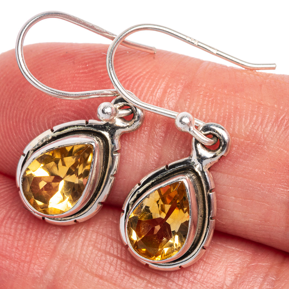 Faceted Citrine Earrings 1 1/8" (925 Sterling Silver) E433526