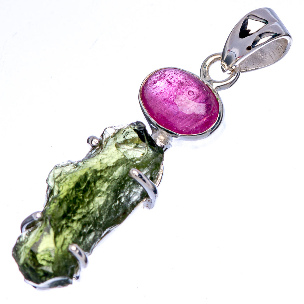 Rare Czech Moldavite, Peridot Pendant 1 5/8" (925 Sterling Silver) P39990