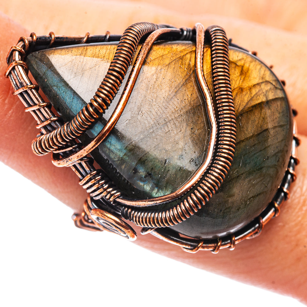 Labradorite Wire Wrap Ring Size 6 (Oxidized Copper)