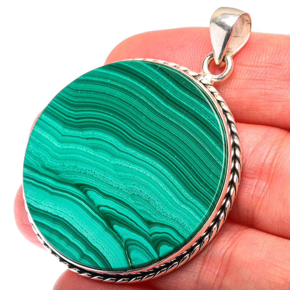 Malachite Coin Pendant 1 7/8" (925 Sterling Silver) PD38470