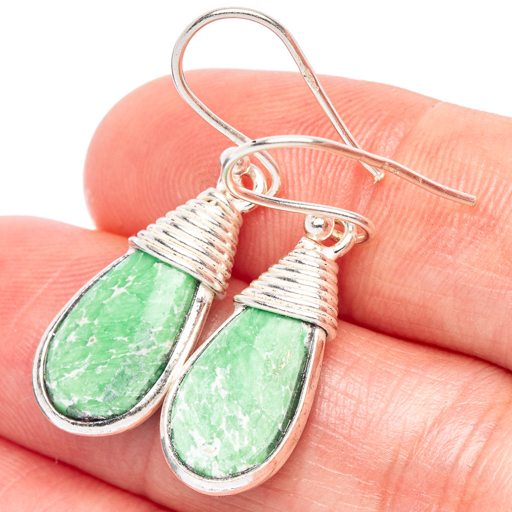 Variscite Earrings 1 1/4" (925 Sterling Silver) E2457