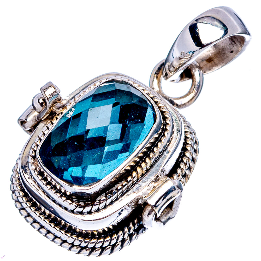 Premium Blue Topaz Poison Pendant 1 1/8" (.925 Sterling Silver)