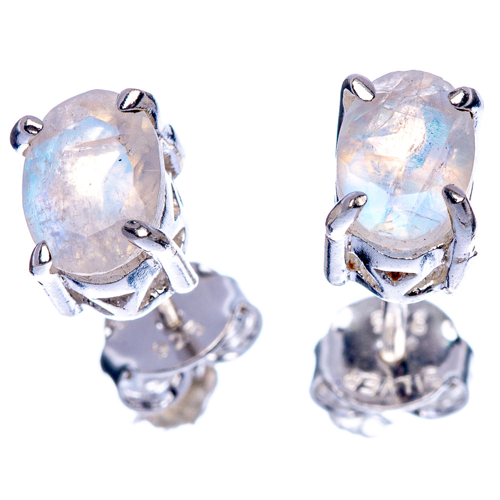 Rainbow Moonstone Dainty Earrings 1/4" (925 Sterling Silver) E2059