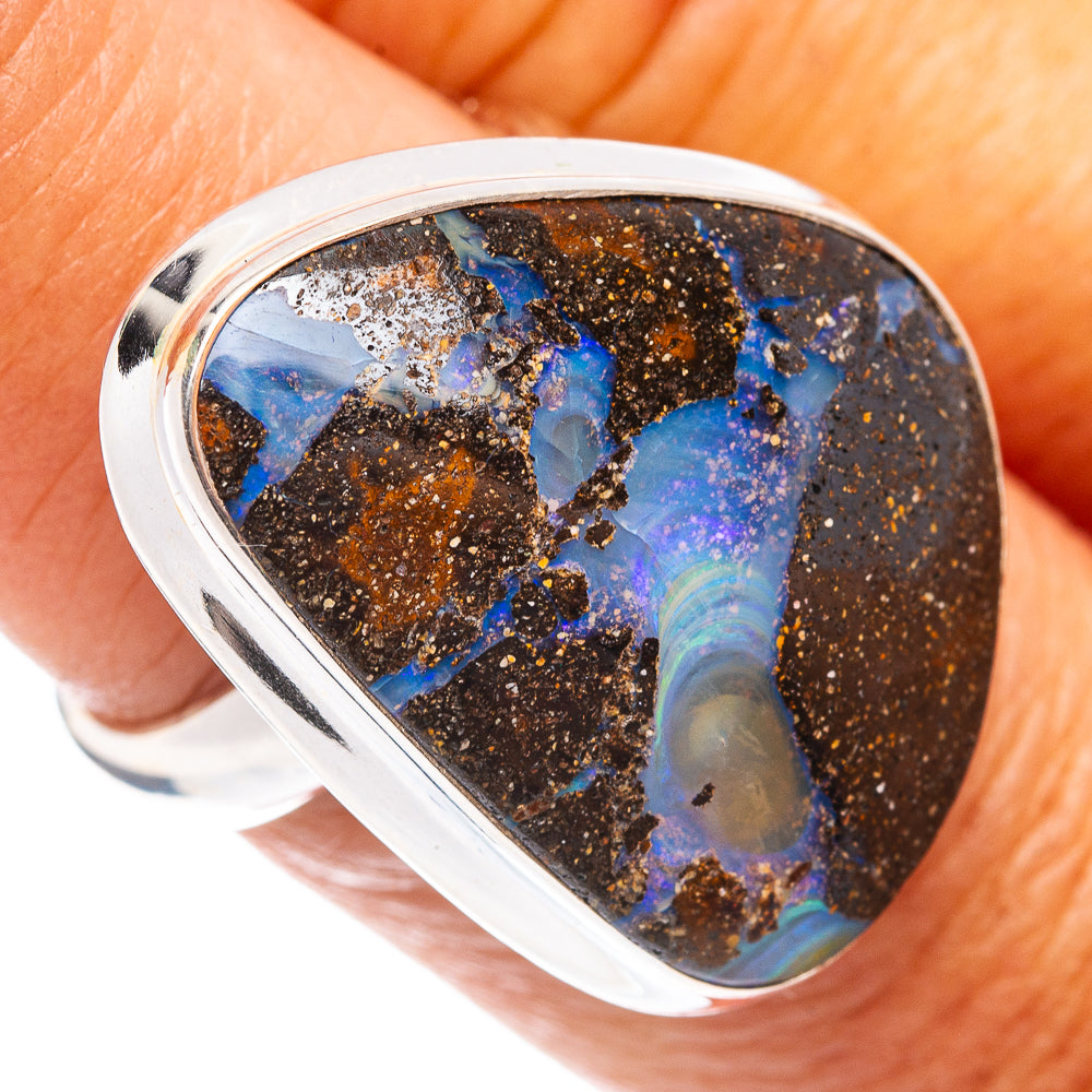 Premium Rare Boulder Opal Ring Size 7 (.925 Sterling Silver)