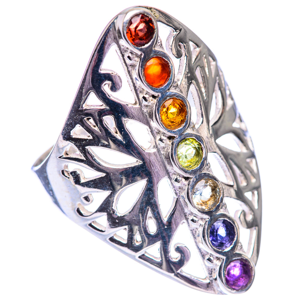 Rainbow Chakra Ring Size 9.75 (925 Sterling Silver) R140586