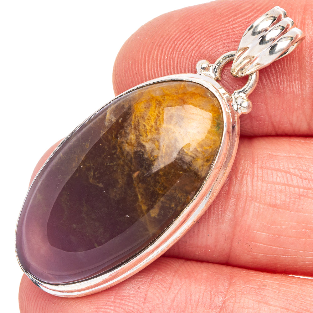 Plume Agate Pendant 1 5/8" (925 Sterling Silver) P40506