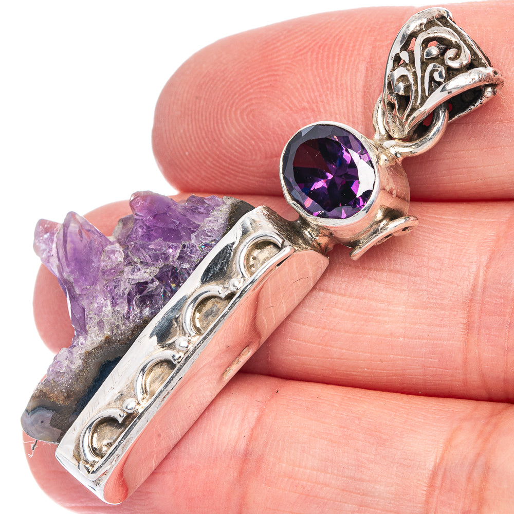 Amethyst Stalactite, Amethyst Pendant 1 7/8" (925 Sterling Silver) P40110